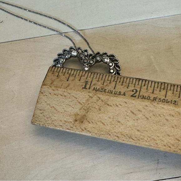 18K RPG Necklace and Silver Tone Rhinestone Heart Pendant Brooch Vintage - Picture 12 of 12